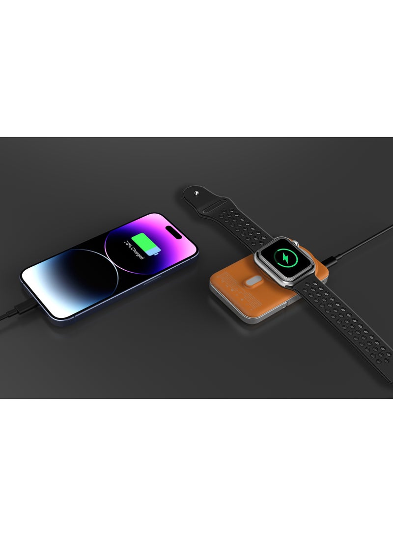 GREEN LION Volt Guage 10000 mAh MagSafe Power Bank with 2 USB-C Ports & Kickstand / PD 22.5W Fast Charging / Flight Approved / Digital Display / iWatch Wireless Charging - Orange - Image 2