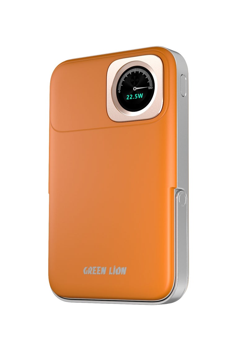 GREEN LION Volt Guage 10000 mAh MagSafe Power Bank with 2 USB-C Ports & Kickstand / PD 22.5W Fast Charging / Flight Approved / Digital Display / iWatch Wireless Charging - Orange - Image 3