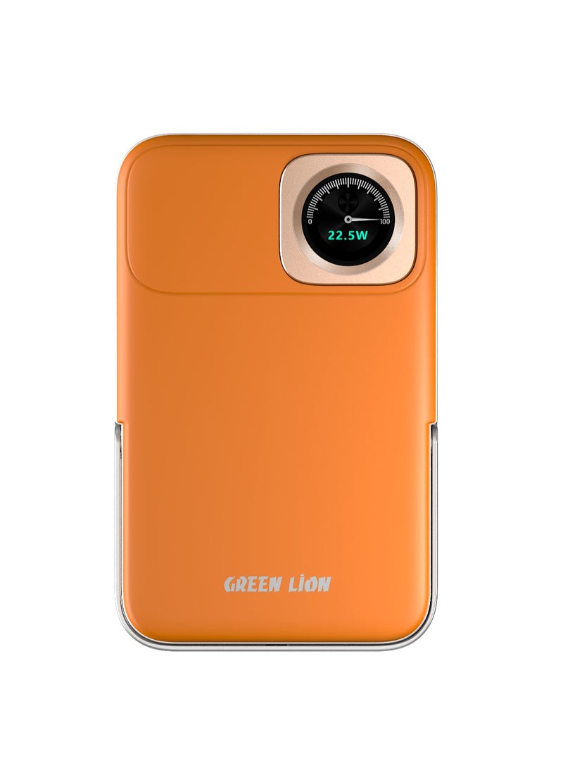 GREEN LION Volt Guage 10000 mAh MagSafe Power Bank with 2 USB-C Ports & Kickstand / PD 22.5W Fast Charging / Flight Approved / Digital Display / iWatch Wireless Charging - Orange - Image 5