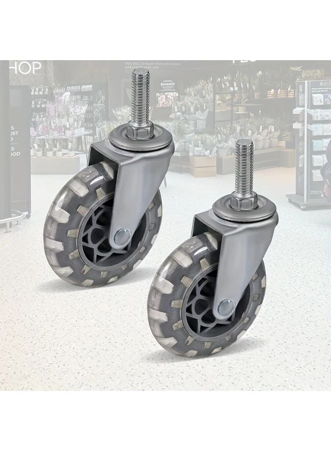 2 Pcs 2 95 Inches Polyurethane Wheels Swivel Casters For Shopping Carts - Image 1