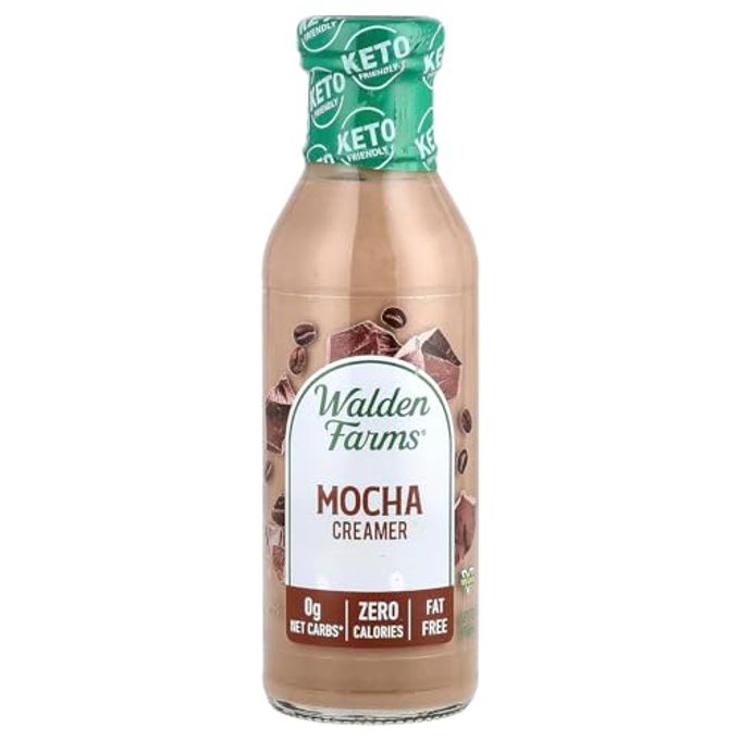 Walden Farms Mocha Coffee Creamer  Zero Calorie, Sugar Free, Keto & Fat Free Non-Dairy Creamer for Coffee & Espresso  12 oz Bottle