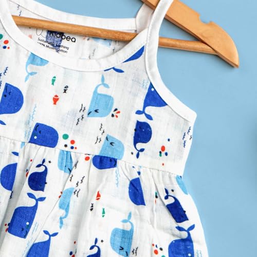 Kidbea® 100% Organic Cotton Newborn Baby Girls Sleeveless Dress | Casual Muslin Frock Infant - 4 Cute Prints (0-3 Months) - Image 5