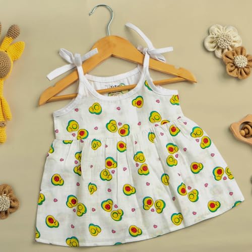 Kidbea® 100% Organic Cotton Newborn Baby Girls Sleeveless Dress | Casual Muslin Frock Infant - 4 Cute Prints (0-3 Months) - Image 2