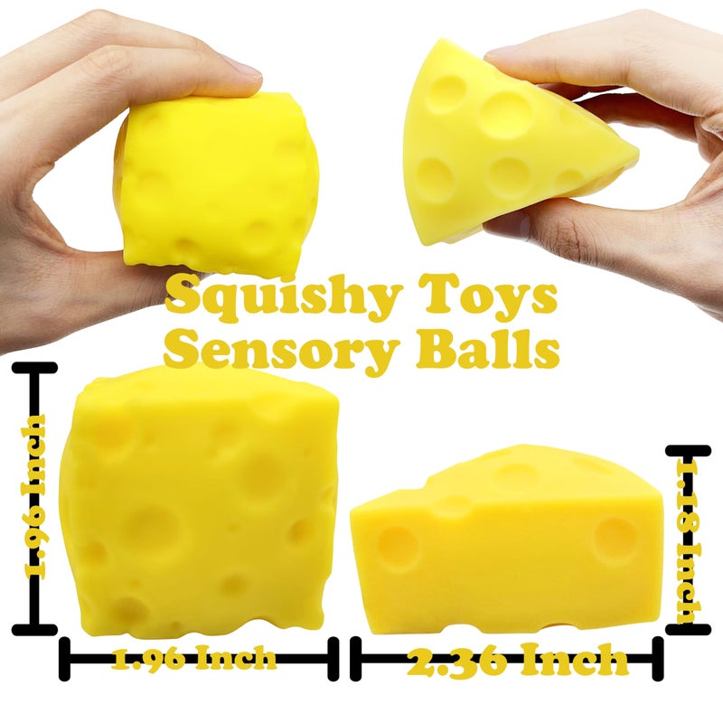 ZTATU Cheese Squishy Fidget Toys Stress Balls for Adults (2PCS) Cheese Squeeze Stress Ball Sensory Fidget Toys, Stress Relief Gifts Party Favors Easter Basket Stuffers - Image 3