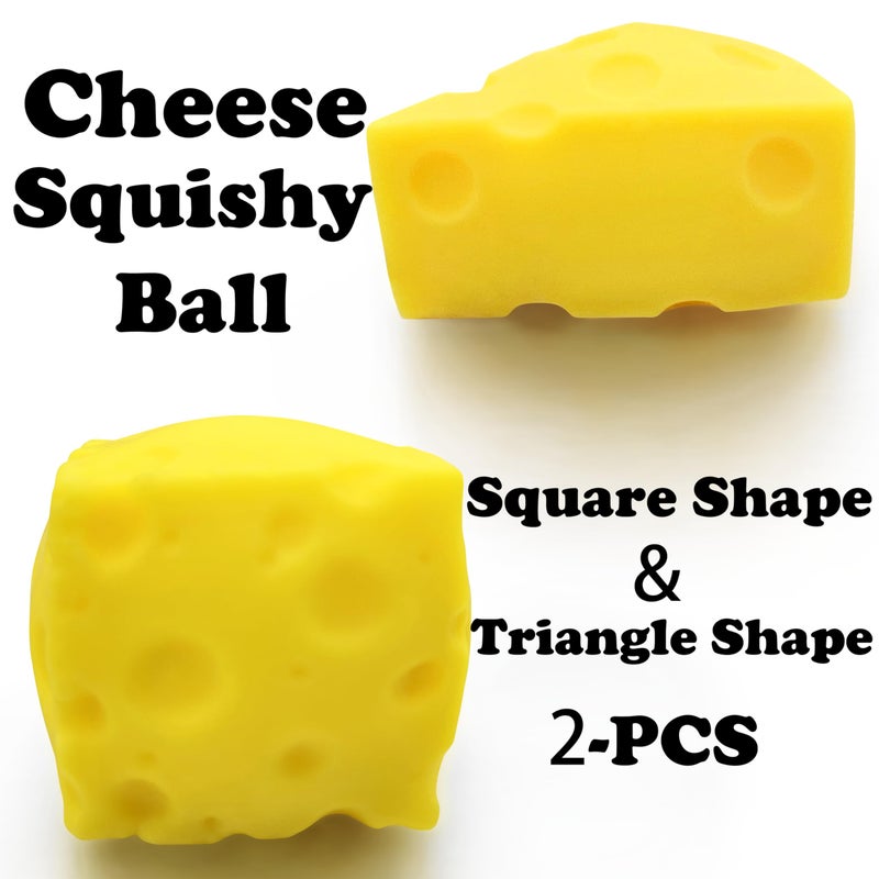 ZTATU Cheese Squishy Fidget Toys Stress Balls for Adults (2PCS) Cheese Squeeze Stress Ball Sensory Fidget Toys, Stress Relief Gifts Party Favors Easter Basket Stuffers - Image 2