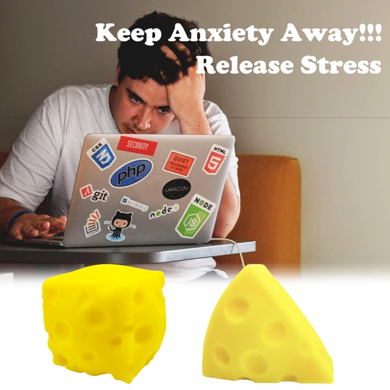 ZTATU Cheese Squishy Fidget Toys Stress Balls for Adults (2PCS) Cheese Squeeze Stress Ball Sensory Fidget Toys, Stress Relief Gifts Party Favors Easter Basket Stuffers - Image 5