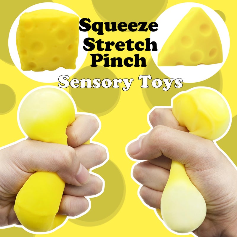 ZTATU Cheese Squishy Fidget Toys Stress Balls for Adults (2PCS) Cheese Squeeze Stress Ball Sensory Fidget Toys, Stress Relief Gifts Party Favors Easter Basket Stuffers - Image 4