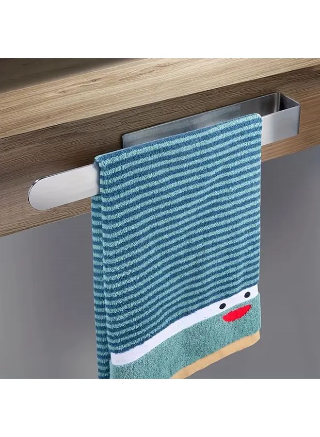 Heavy Duty SUS304 Stainless Steel Brushed Silvery Towel Bar Wall Mounted Self Adhesive No Drilling Required Towel Rack For Bathroom Kitchen Bedroom Dish Cloth Storage - Image 1
