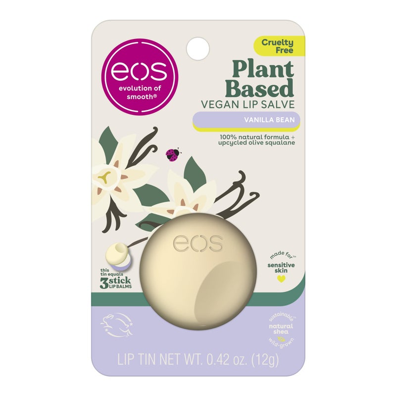 eos Plant-Based Vegan Lip Salve - Vanilla Bean, 100% Natural Formula, Cocoa Butter Lip Balm with Upcycled Olive Squalane, Cruelty-Free, 0.42 oz - Image 1