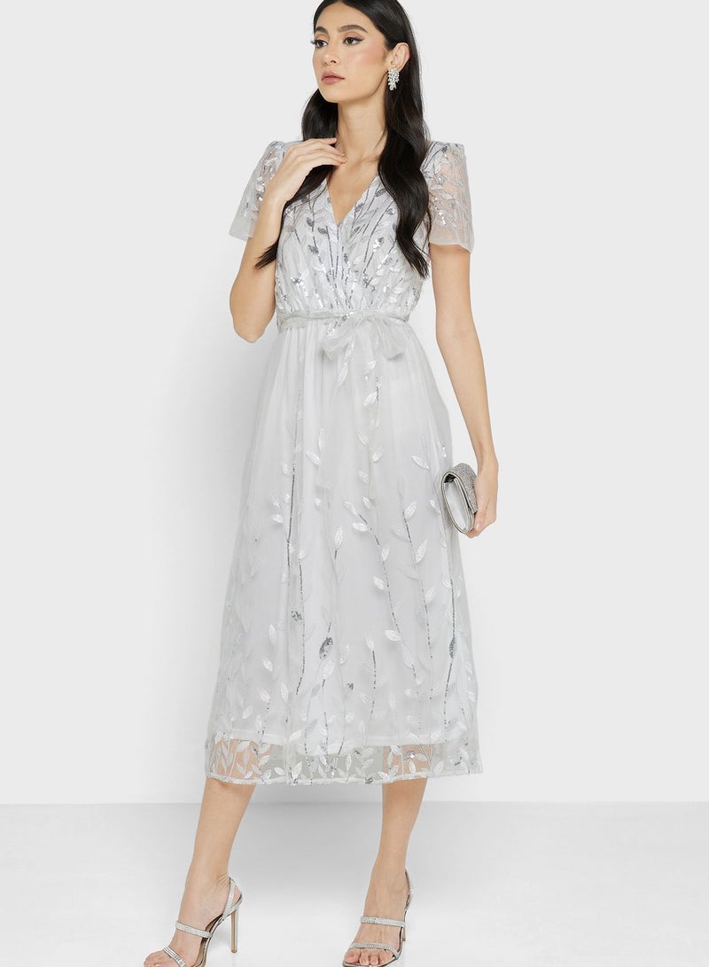 ELLA Floral Sequined Dress  - Image 4