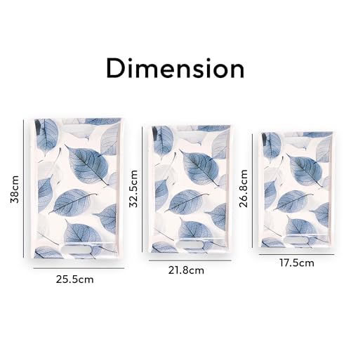 UPC U.P.C. Melamine Tray Set for Serving/Serving Tray Set of 3/ Premium Rectangular Printed Tray for Serving/Multi-Use Nashta Plate (Small, Medium & Large) - Image 5