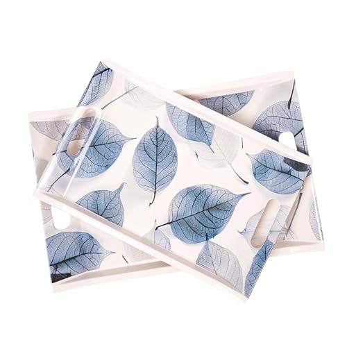 UPC U.P.C. Melamine Tray Set for Serving/Serving Tray Set of 3/ Premium Rectangular Printed Tray for Serving/Multi-Use Nashta Plate (Small, Medium & Large) - Image 4