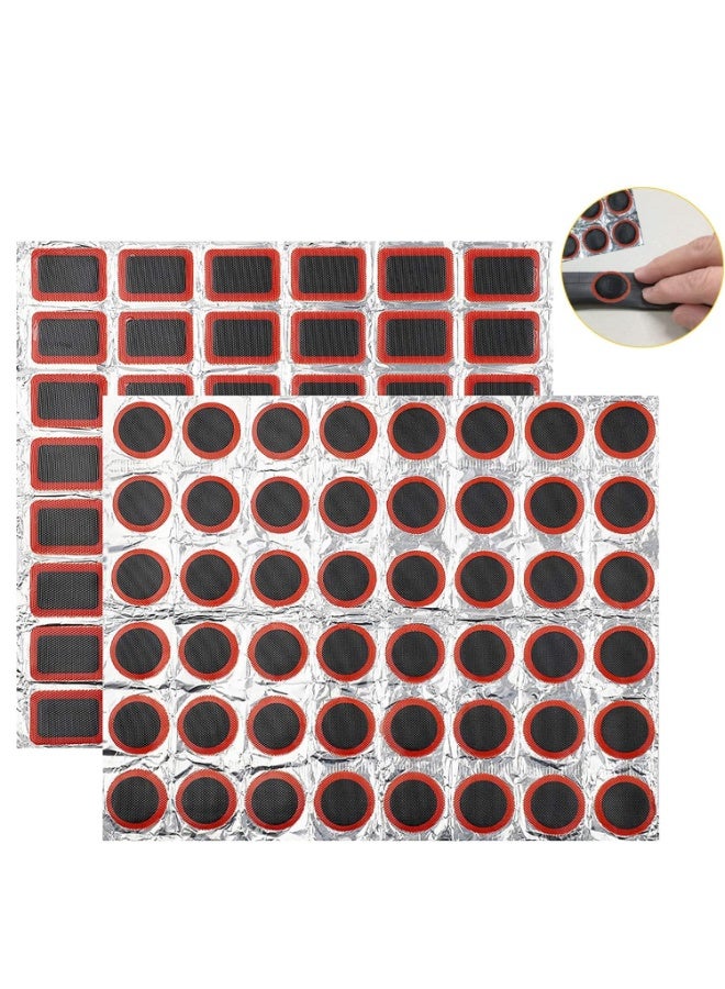 HZYH Bicycle Puncture Repair Kits, 48Pcs Square Patches + 48pcs Round Patches Rubber Puncture Repair Patches For Bike Tyre Inner Tube  Repairing - Image 1