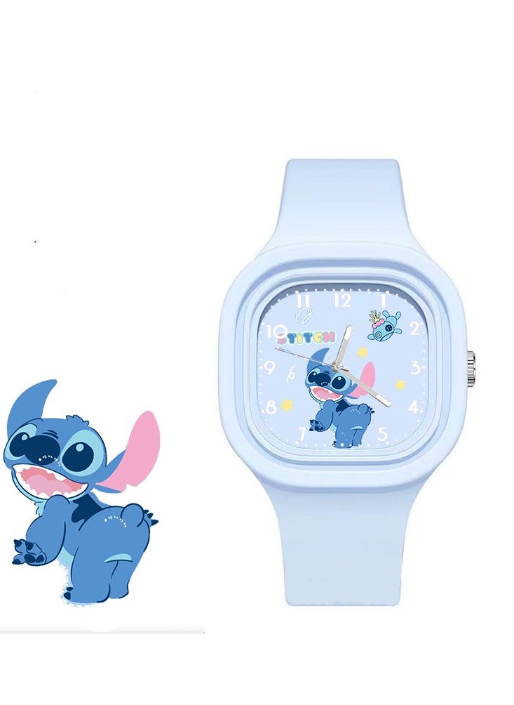 STITCH - Stitch Cartoon Skin Feel Silicone High Quality Watch Sky Blue - Image 1