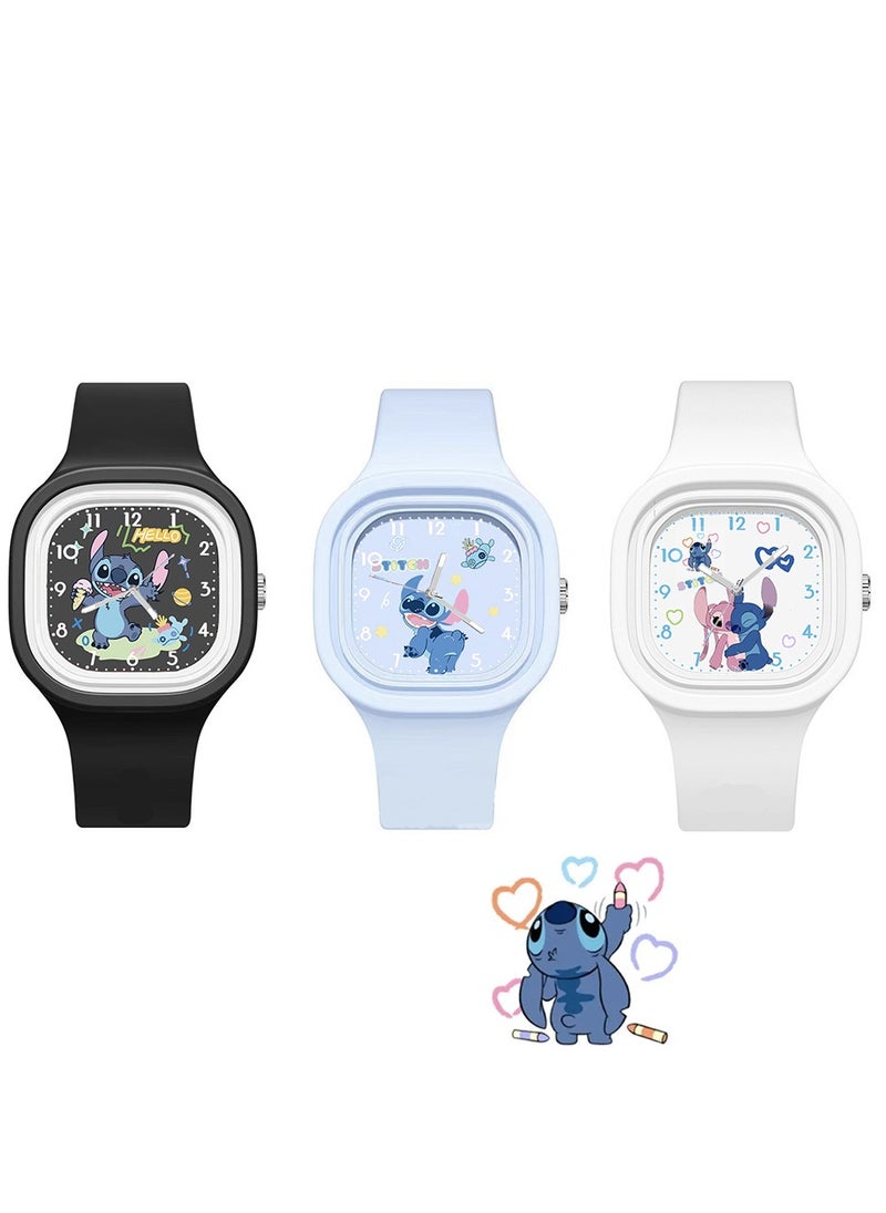 STITCH - Stitch Cartoon Skin Feel Silicone High Quality Watch Sky Blue - Image 1