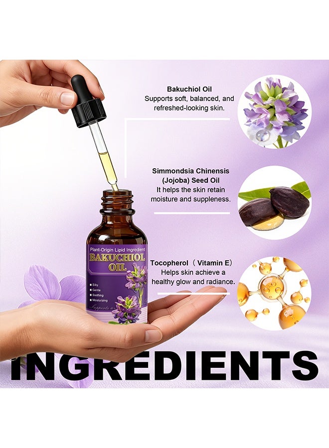 QINGLING Pure Bakuchiol Facial Care Oil, Plant Derived Gentle Hydrating Serum Oil for Daily Skin Moisturizing & Smoothing 60ml - Image 5