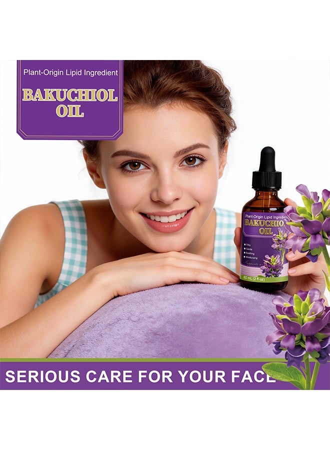 QINGLING Pure Bakuchiol Facial Care Oil, Plant Derived Gentle Hydrating Serum Oil for Daily Skin Moisturizing & Smoothing 60ml - Image 2