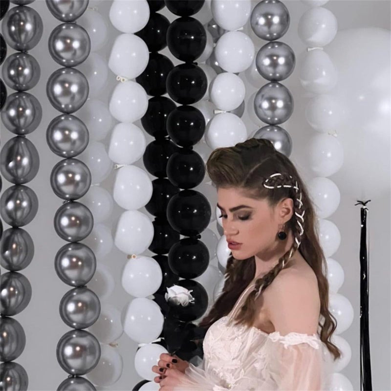 Govpy Black White and Gold Linking Balloons, 90PCS Black Gold and White Balloon Arch, Metallic Silver Quick Linked Connecting Balloon for Wedding Birthday Baby Shower Graduation New Year Party Decorations - Image 4