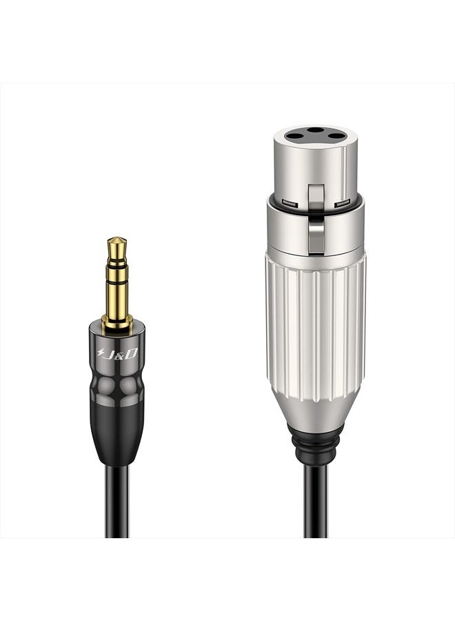 JD كابل ميكروفون XLR إلى 3.5 مم، XLR أنثوي محاط بـ PVC إلى 3.5 مم 1/8 بوصة TRS ذكر كابل متوازن XLR إلى TRS 1/8 بوصة محول لكاميرا DSLR، بطاقة صوت الكمبيوتر، 6 أقدام - Image 1