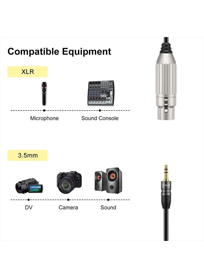 JD كابل ميكروفون XLR إلى 3.5 مم، XLR أنثوي محاط بـ PVC إلى 3.5 مم 1/8 بوصة TRS ذكر كابل متوازن XLR إلى TRS 1/8 بوصة محول لكاميرا DSLR، بطاقة صوت الكمبيوتر، 6 أقدام - Image 4