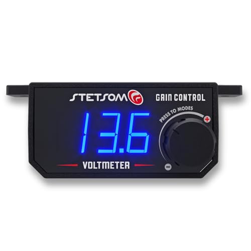 Stetsom 4in1 - Universal Bass Knob with Voltmeter, Gain Control + On/Off Switch + High to RCA Input Converter, Blue LED Display, One Touch On/Off Display, Continuous Touch On/Off Amplifier - Image 1