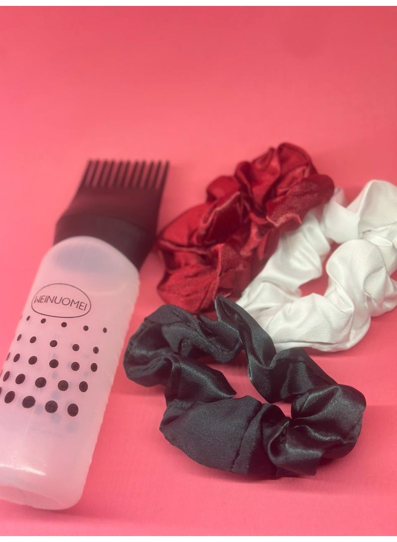 Generic hair tie set 3PCs Hair Scrunchies satin for women + Travel Bottles, 1PC Spray Bottle 30ml Fine Mist Spray Bottle  Plastic Sprayer Bottle may vary color - Image 4