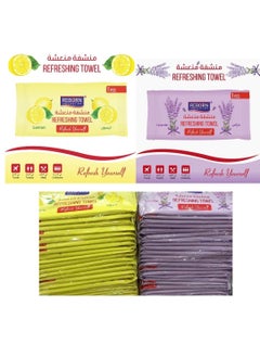 A refreshing Wet Towel With Lemon Scent 25 Pieces And A Refreshing Towel With Lavender Scent 25 pieces