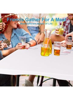 MOMENT [1.8M] Foldable Lightweight Trestle Outdoor Camping Tables, Heavy Duty Plastic Outdoor Picnic Table, Folding Trestle Table For Bbq Party, Folds In Half With Carry Handle, White [180×75×75Cm]  - Image 5