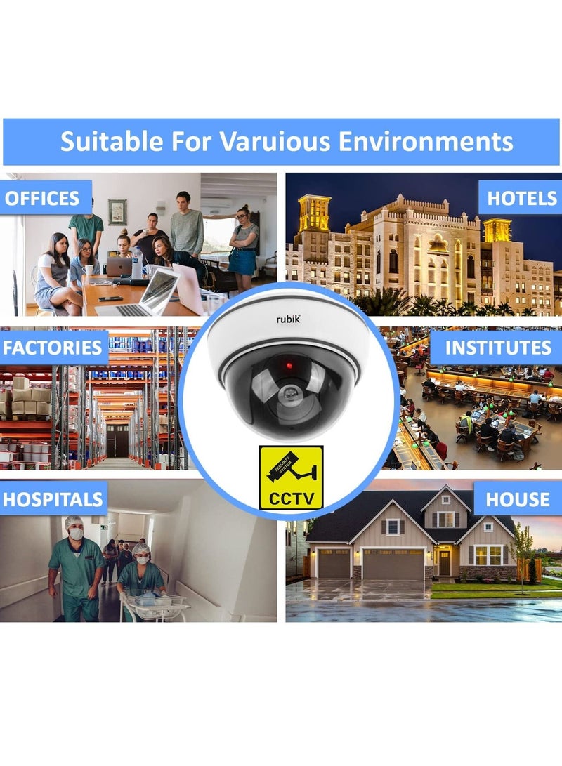 Rubik Dummy CCTV Camera with Flashing LED Light Fake Surveillance Camera Security Indoor Dome Camera with LED Light (1 pc, White)  - Image 3