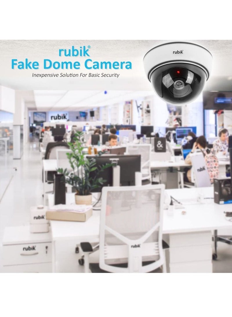 Rubik Dummy CCTV Camera with Flashing LED Light Fake Surveillance Camera Security Indoor Dome Camera with LED Light (1 pc, White)  - Image 2