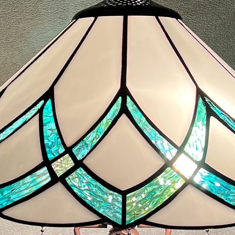 Artzone ARTZONE Tiffany Table Lamp with Nightlight 2LightsW16xH24 Tiffany Table Lights Antique Stained Glass Bedside Table Lamp for BedsideDesk ReadingLiving RoomHome OfficeBedroom  - Image 5