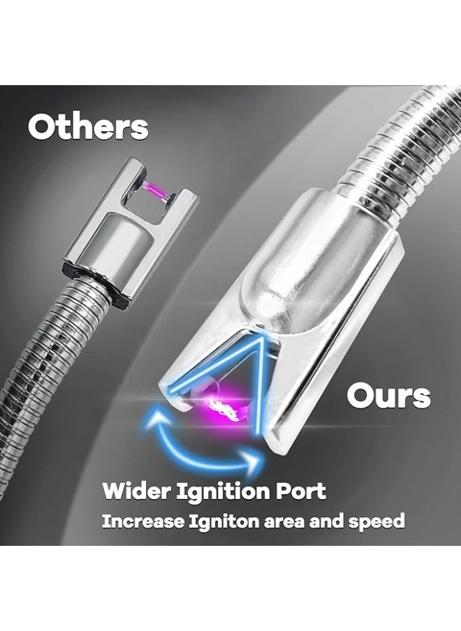 هابي هوم ولاعة كهربائية، ولاعة قابلة لإعادة الشحن بمنفذ USB C مع مفتاح أمان، ولاعة إلكترونية طويلة مقاومة للرياح بدون لهب للشموع والشواية وموقد الغاز والمطبخ والتخييم-ذهبى  - Image 2