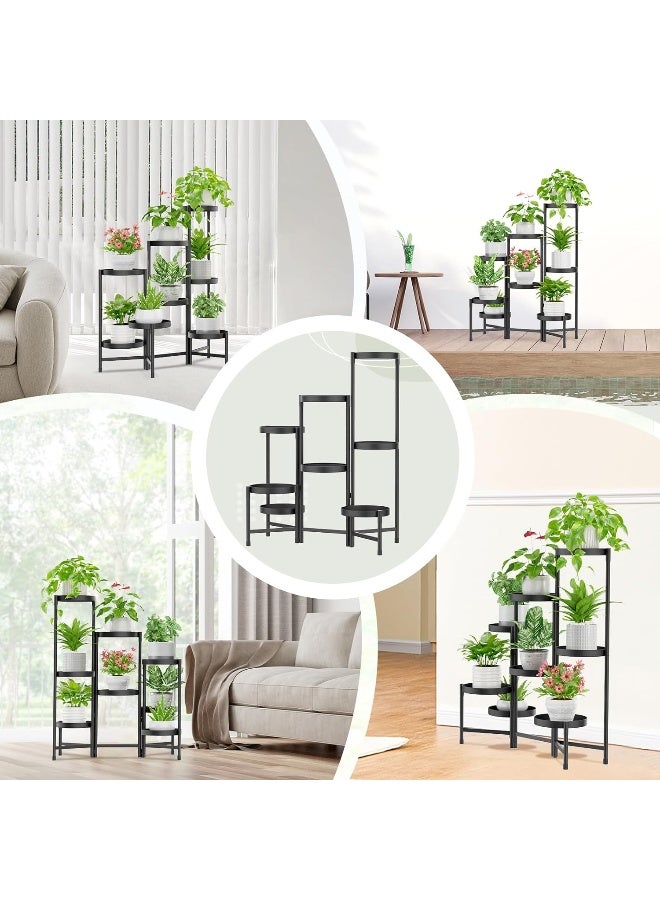 Generic 8 Tier Plant Stand Indoor Tall, Tiered Plant Stands Outdoor for Multiple Plants, Corner Metal Folding Flower Display Holders Rack Shelf for Window Porch Garden, Black  - Image 1