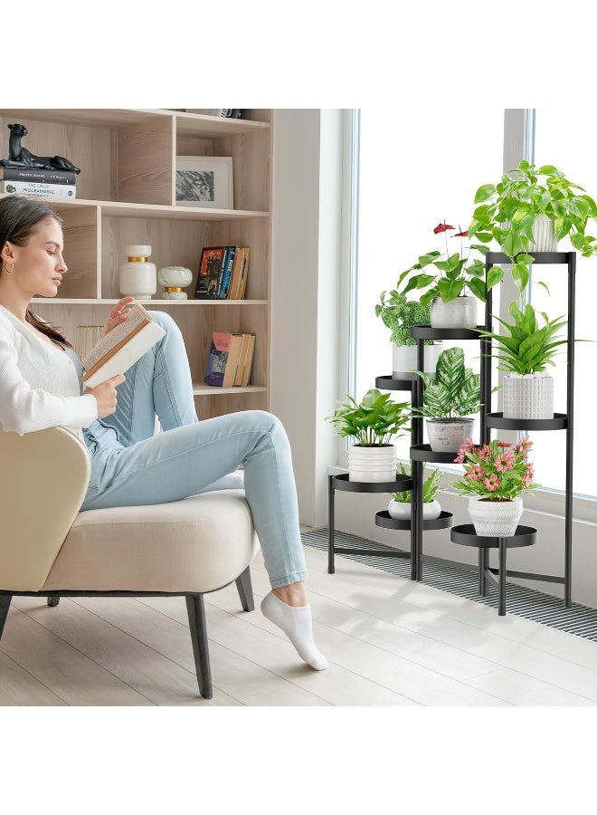 Generic 8 Tier Plant Stand Indoor Tall, Tiered Plant Stands Outdoor for Multiple Plants, Corner Metal Folding Flower Display Holders Rack Shelf for Window Porch Garden, Black  - Image 2