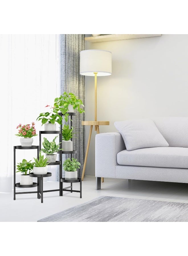 Generic 8 Tier Plant Stand Indoor Tall, Tiered Plant Stands Outdoor for Multiple Plants, Corner Metal Folding Flower Display Holders Rack Shelf for Window Porch Garden, Black  - Image 4