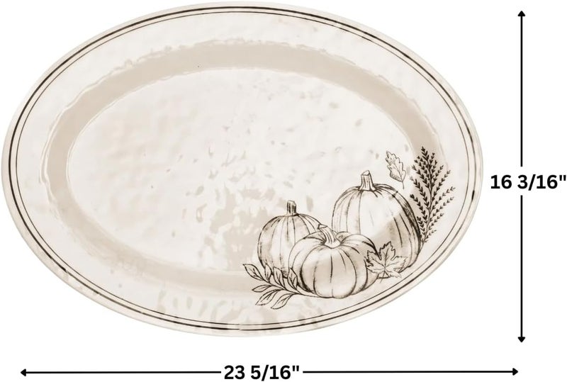 Amscan White and Black Melamine Textured Oval Platter  17 x 24 1 Piece  Durable Serveware Perfect for Thanksgiving and Any Occasion - Image 2