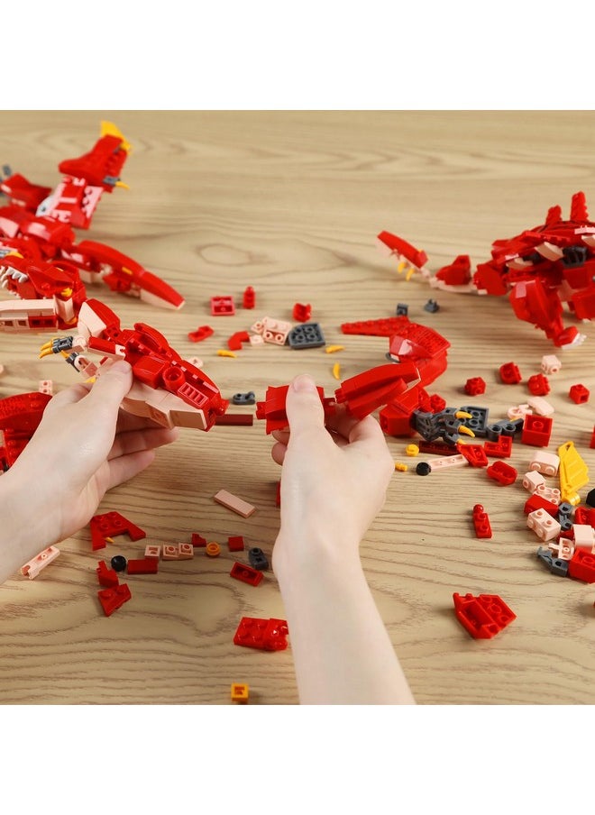HSANHE HSANHE STEM 3 in1 Dinosaurs Building Kits 287PCS, Toys for Kids Age 6-10 Year Old, Educational Building Sets Best Gifts for Boy 6-10 (Red)  - Image 5