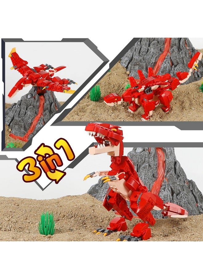 HSANHE HSANHE STEM 3 in1 Dinosaurs Building Kits 287PCS, Toys for Kids Age 6-10 Year Old, Educational Building Sets Best Gifts for Boy 6-10 (Red)  - Image 3