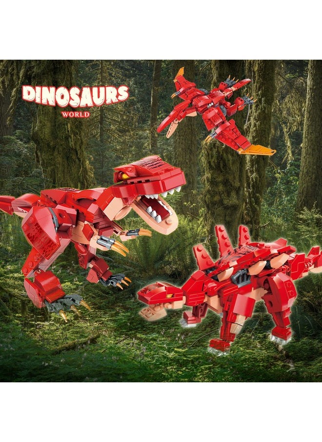 HSANHE HSANHE STEM 3 in1 Dinosaurs Building Kits 287PCS, Toys for Kids Age 6-10 Year Old, Educational Building Sets Best Gifts for Boy 6-10 (Red)  - Image 4