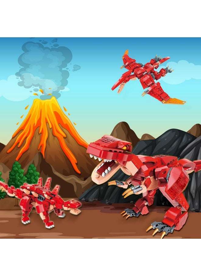 HSANHE HSANHE STEM 3 in1 Dinosaurs Building Kits 287PCS, Toys for Kids Age 6-10 Year Old, Educational Building Sets Best Gifts for Boy 6-10 (Red)  - Image 2