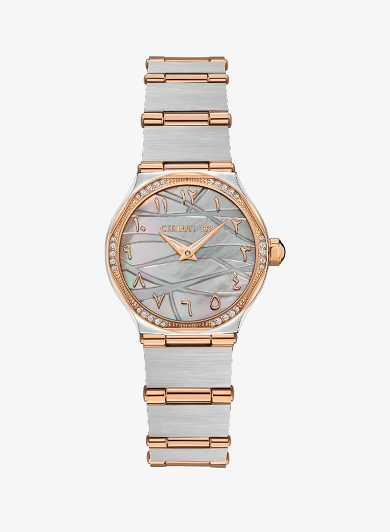 Women's Round Shape Stainless Steel Band Analog Wrist Watch 30 mm - Grey Dial - CRM35505