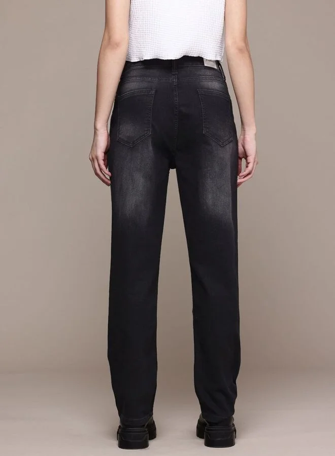 Freehand  Women Straight Fit Solid Mid Rise Jeans  | Best Price UAE