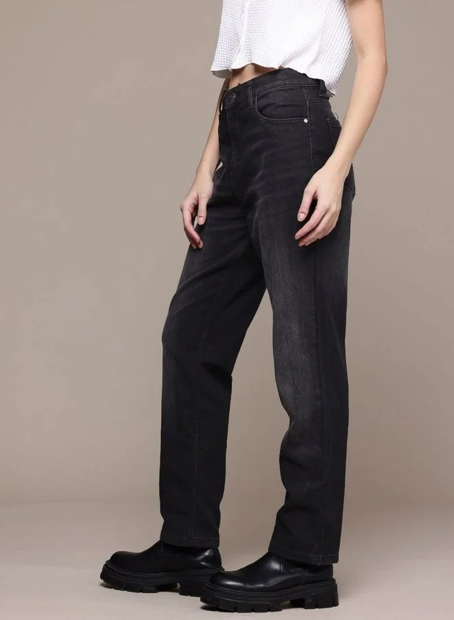 Freehand  Women Straight Fit Solid Mid Rise Jeans  | Best Price UAE
