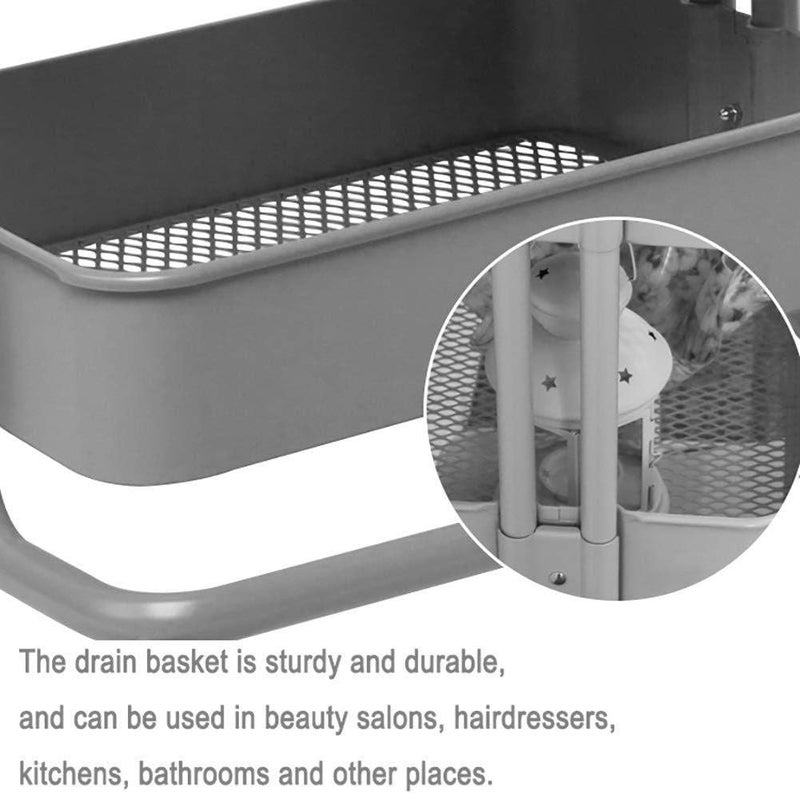 Bathroom Storage Medical Cart Tool Mobile Beauty Salon Rolling Trolley Cart, 3 Tier Living Room Kitchen Storage Cart with Rotatable Pulley - Image 2