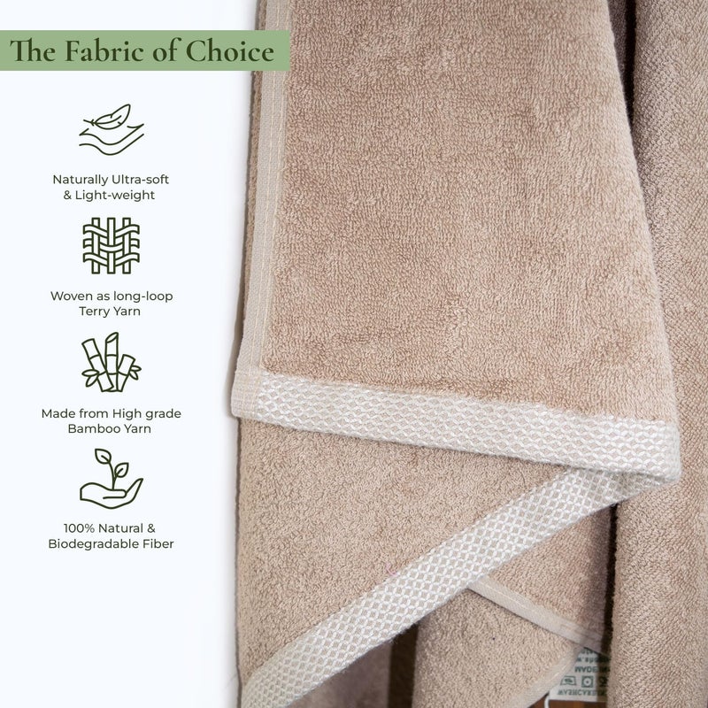 Rangoli 100% Bamboo Bath Towel - 500 GSM Extra Large Quick-Drying Towel in Beige - Image 4