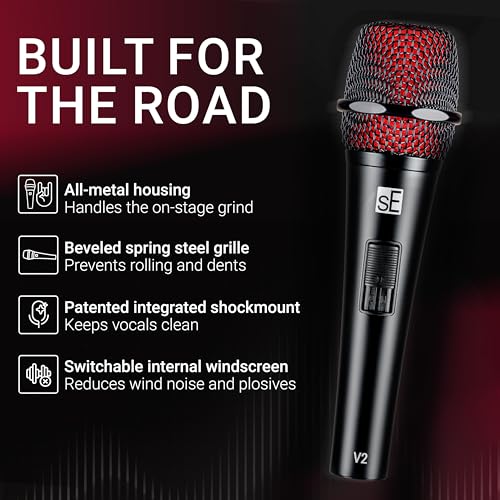 SE ELECTRONICS V2 Switch Professional Supercardioid Dynamic Microphone with On/Off Switch for Speech, Singers, and Performers Intended for Live Stage and Studio Recordings with 3 Years Warranty. - Image 4