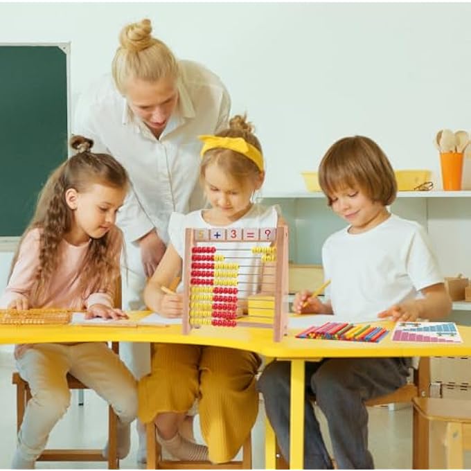 WOODEN ABACUS FOR KIDS - MATH LEARNING TOOL WITH COUNTING STICKS & NUMBERS 1-100 CARDS & COUNTERS - EDUCATIONAL TOY FOR PRESCHOOL BOYS & GIRLS - Image 3