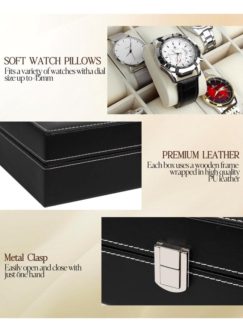 منظم ساعات 10 خانات، منظم تخزين من الجلد للرجال والنساء - Image 5