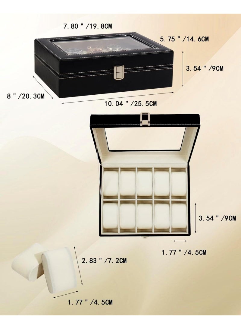 منظم ساعات 10 خانات، منظم تخزين من الجلد للرجال والنساء - Image 3