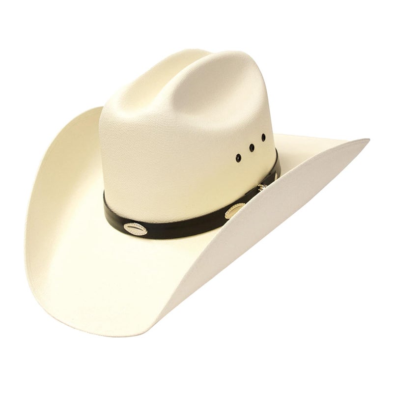 Western Express Natural Straw Cowboy Hat for Men and Women - Cattleman Style with Black Hat Band and Silver Conchos - Image 1